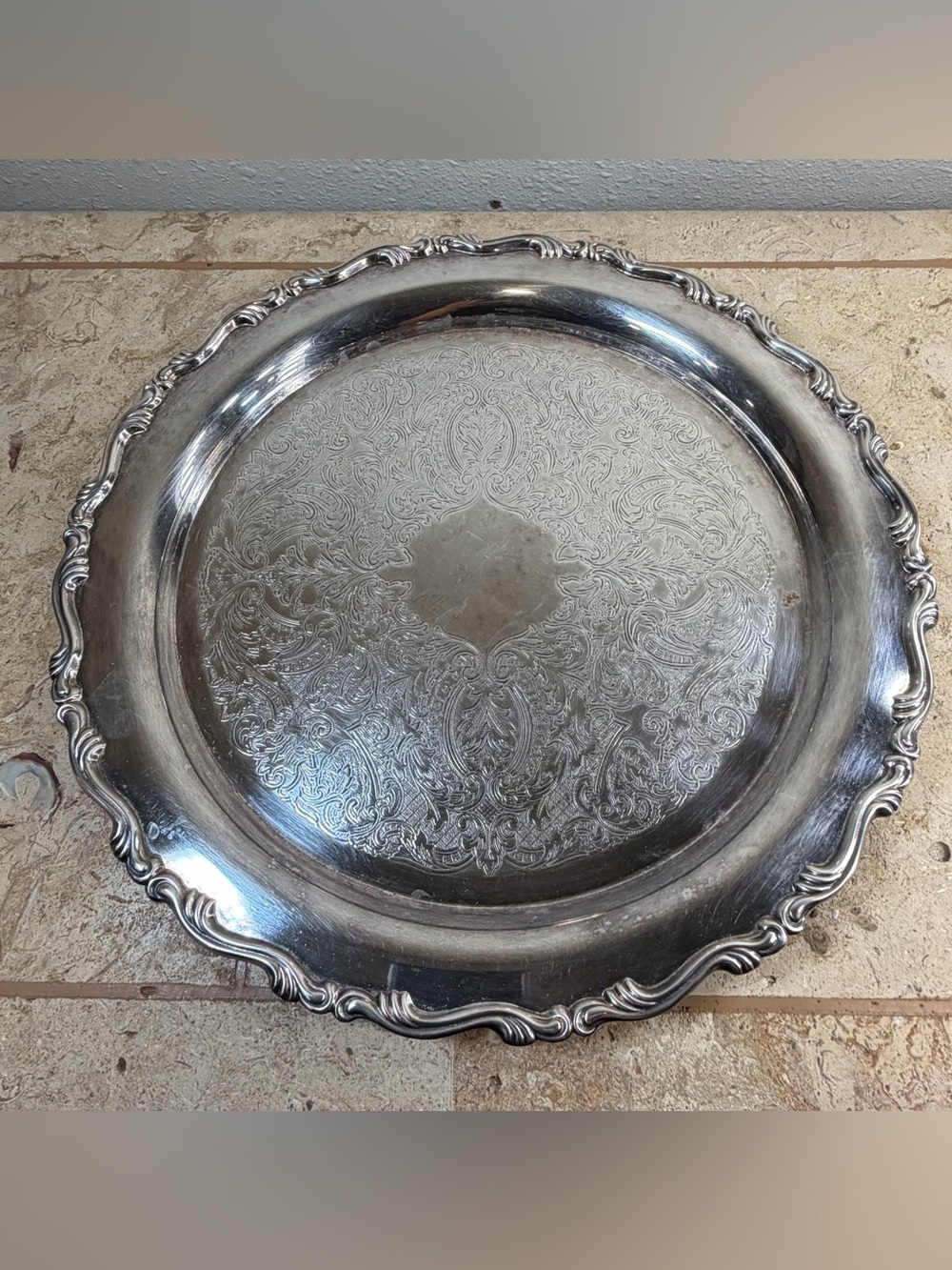VINTAGE 12” ONEIDA SILVER PLATED ENGRAVED MADE IN THE USA